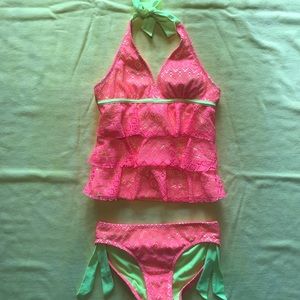 JUSTICE NEON TWO PIECE SWIMSUIT